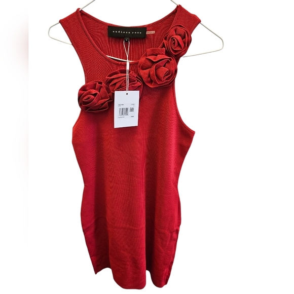 Endless Rose Red Rose Knit Ribbed Mini Dress NEW - Picture 1 of 7